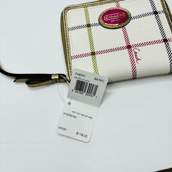 ⛔️SOLD⛔️ COACH Peyton Tattersall Multicolor Zip Around Wristlet - Picture 7 of 8